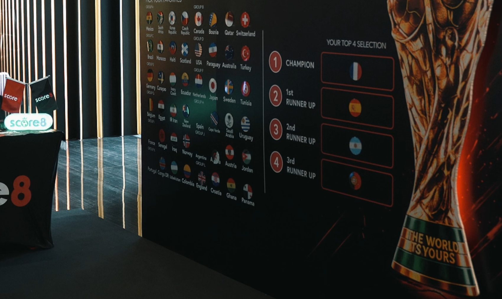 Score8 sports culture installation with international team selections